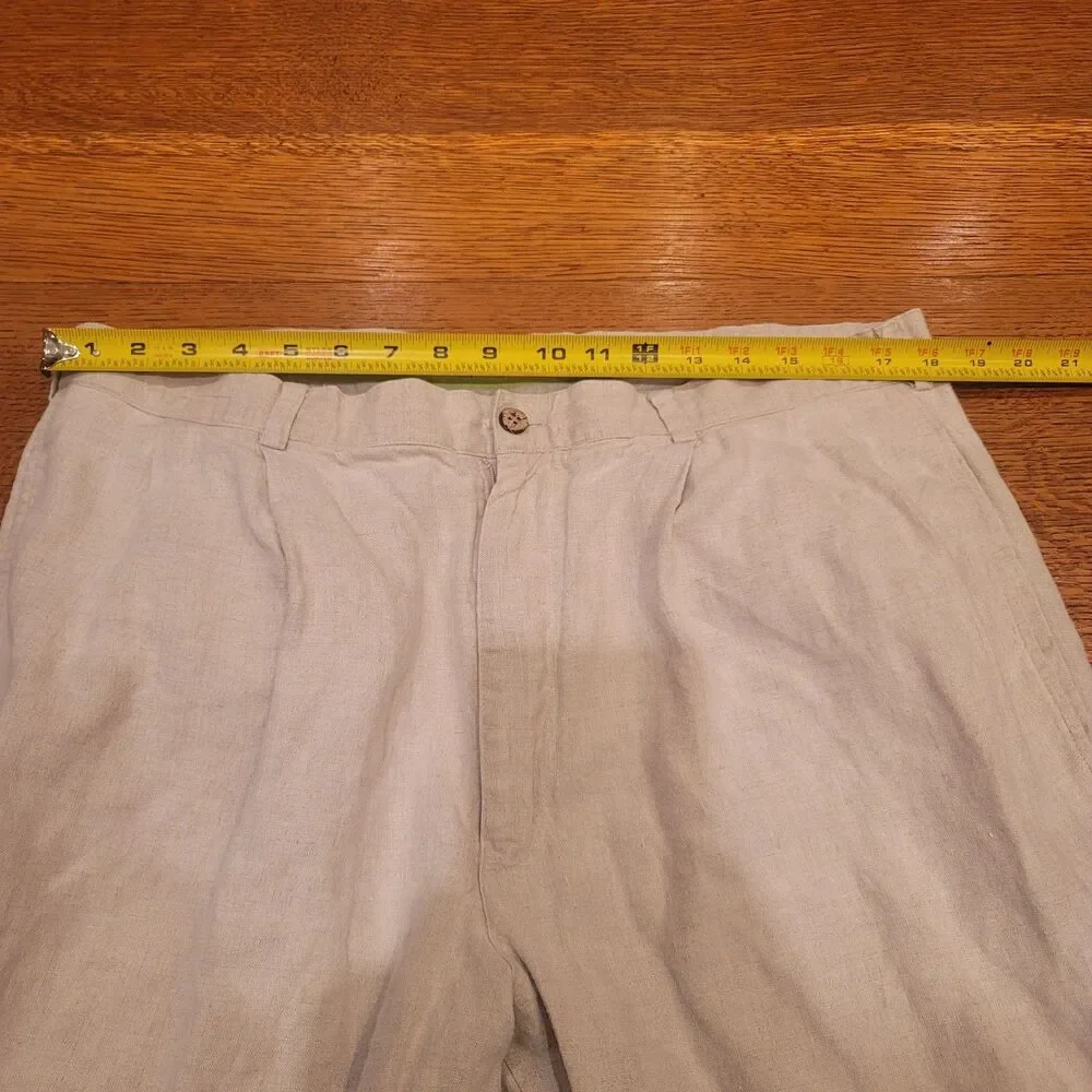 Cubavera 100% Linen Beige Dress Pants Flat Front Classic Men's 38X30